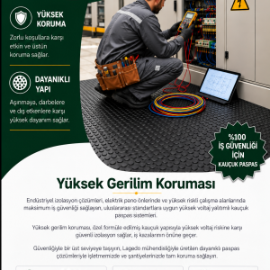 Lagedo Lagopas 100x100 cm 3 mm yüksek gerilim koruma kauçuk paspası